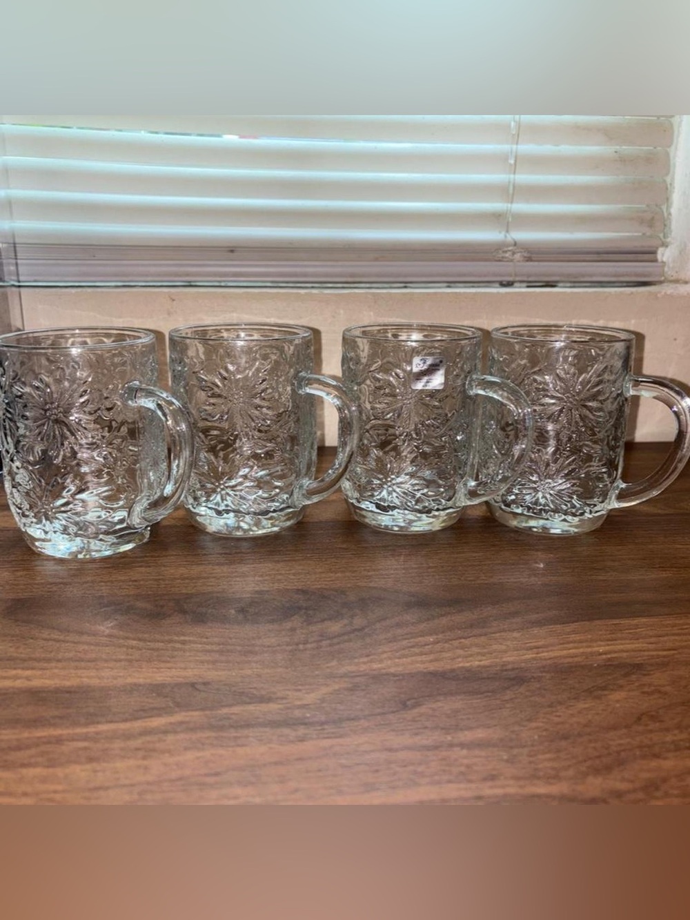 Fantasia mugs clear Textured Glass Mugs - Set of 4